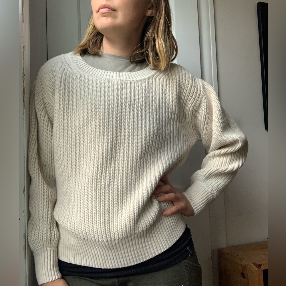 Gap Chunky Cotton Ivory Knit Sweater Petite S